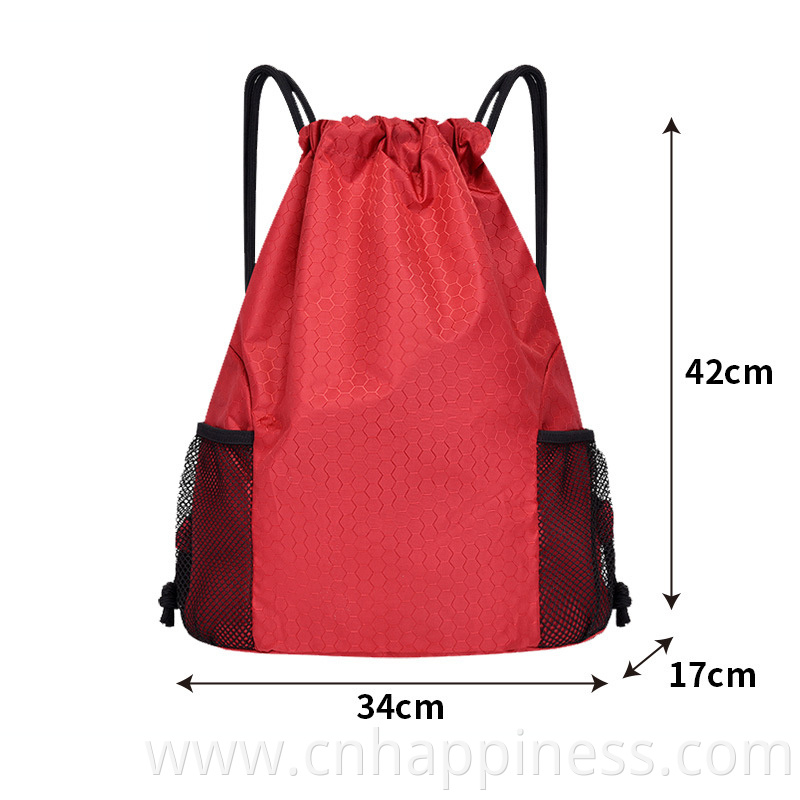 Custom Waterproof Travel Polyester Nylon Fabric Drawstring Pouch Bag Gym Sports Shoe Storage Organizer Men Drawstring Backpack